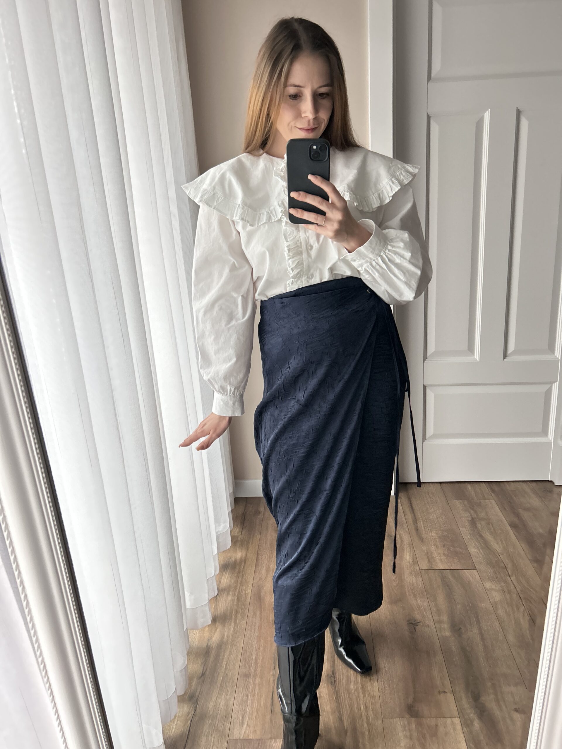 Granatowa satynowa spódnica 38 M Topshop