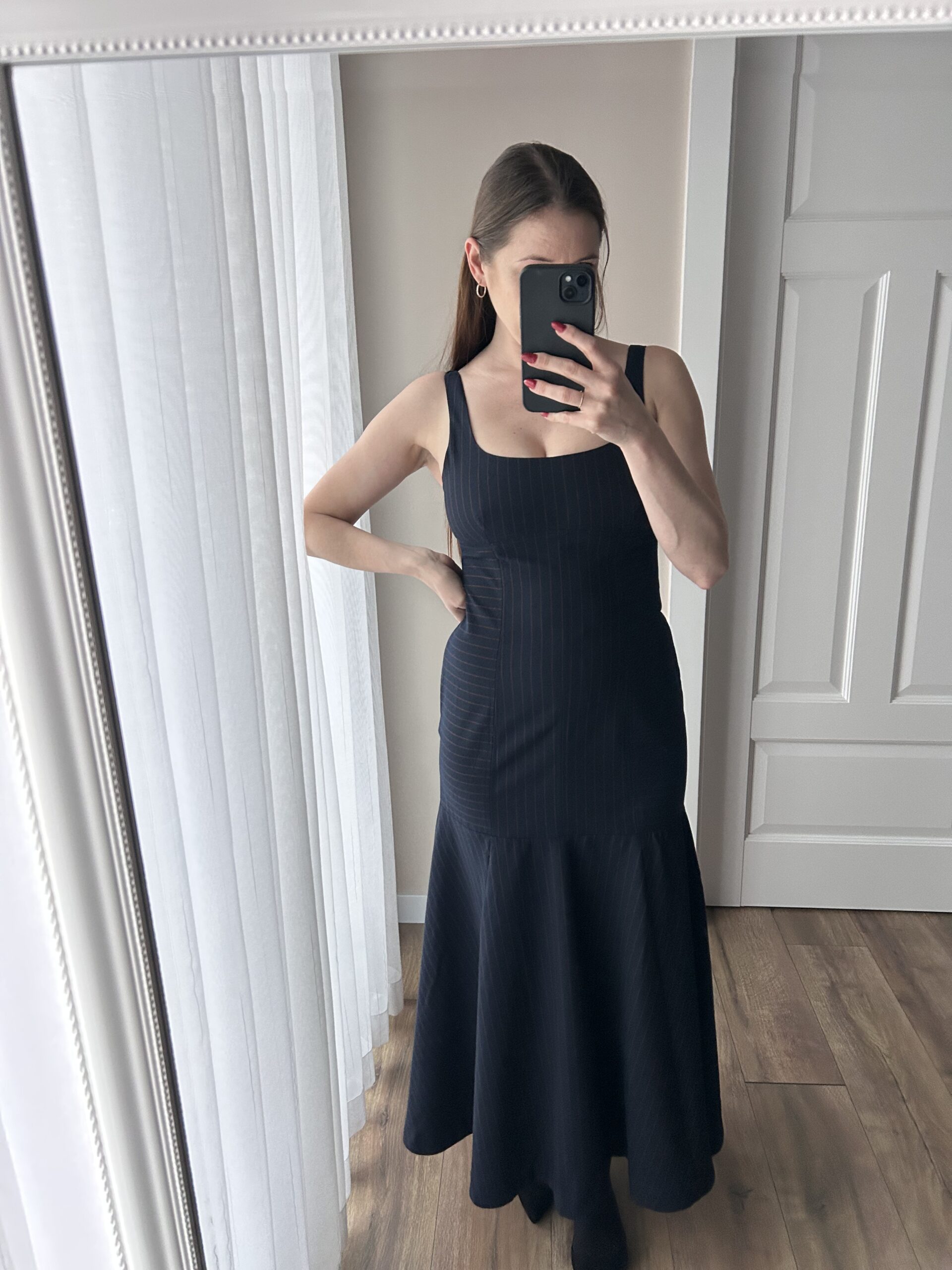 Granatowa dopasowana sukienka na ramiączka 36 S Topshop