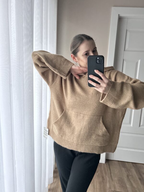 Brązowa bluza dzianinowa z kapturem 38 M ASOS